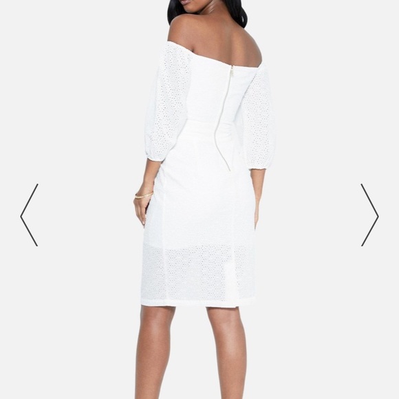 NWT Bebe Off The Shoulder Eyelet Midi Dress - Picture 4 of 5